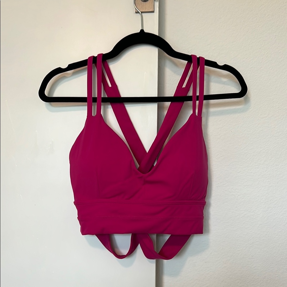 Women's Strappy Pink Sports Bra